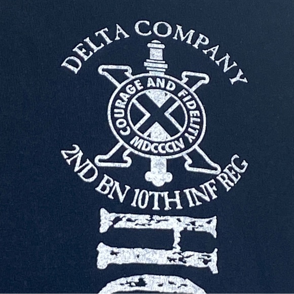 Gildan Men’s Graphic Military T-shirt M Black Hooligan’s 2ND BN 10TH INF REG. - Picture 4 of 11